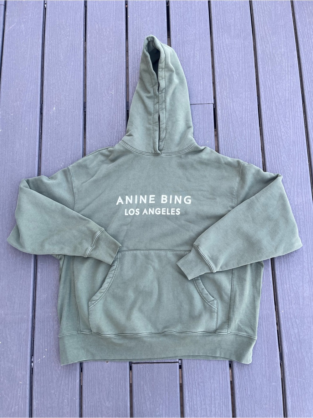 Anine Bing Olive Green Logo Hoodie